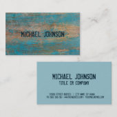 Carte De Visite Style de police bleu en bois rustique de grunge de (Devant / Derrière)