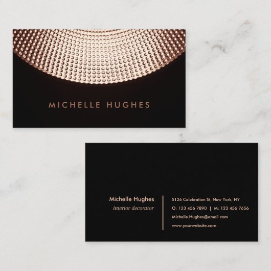 Carte De Visite Style décoratif moderne texturé noir (Devant / Derrière)