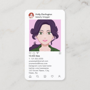 Carte De Visite style d'instagram dans l'édredon élégant de rose