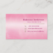 Carte De Visite Style d'instructeur de yoga rose moderne (Dos)