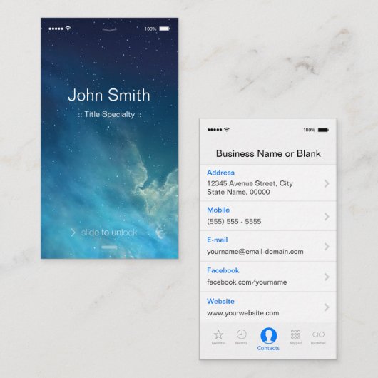 Carte De Visite Style d'interface utilisateur plat simple et génér (Devant / Derrière)
