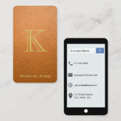 Carte De Visite Style d'iPhone de cuir de moquerie de brun de (Devant / Derrière)