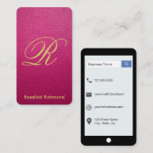 Carte De Visite Style d'iPhone de cuir de moquerie de rose de (Devant / Derrière)