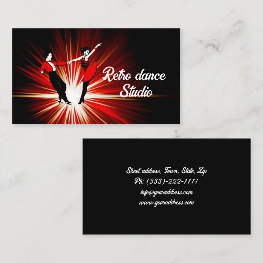 Carte De Visite Style Disco Retro Dance Studio (Devant / Derrière)