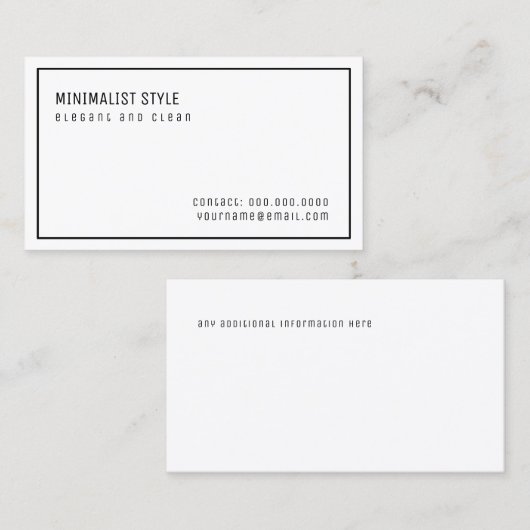 Carte De Visite style épuré et élégant, blanc (Devant / Derrière)