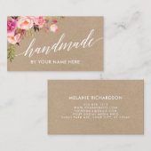 Carte De Visite Style fabriqué à la main floral rose de Papier (Devant / Derrière)