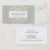 Carte De Visite Style Faux Gold Foil Circle Motif Sage Blue (Devant / Derrière)