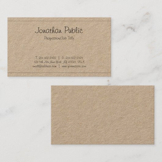 Carte De Visite Style Freehand Script élégant tendance Plain Luxe (Devant / Derrière)