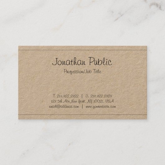Carte De Visite Style Freehand Script élégant tendance Plain Luxe (Devant)