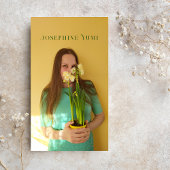 Carte De Visite Stylé Full Vertical Photo Vert & Jaune Script