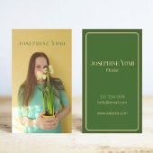 Carte De Visite Stylé Full Vertical Photo Vert & Jaune Script