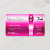 Carte De Visite Stylé Girly Rose Shimmer Diamonds et Logo Smart (Dos)