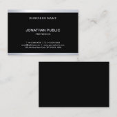 Carte De Visite Style Glam noir argent chic moderne professionnel (Devant / Derrière)