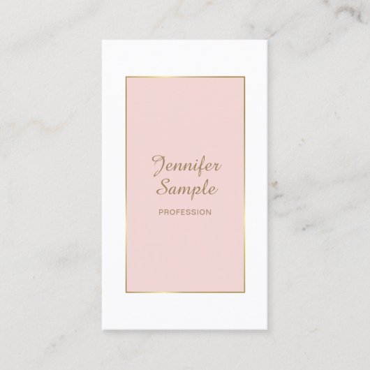Carte De Visite Style Gold Blush Rose Blanc Moderne tendance Luxe (Devant)
