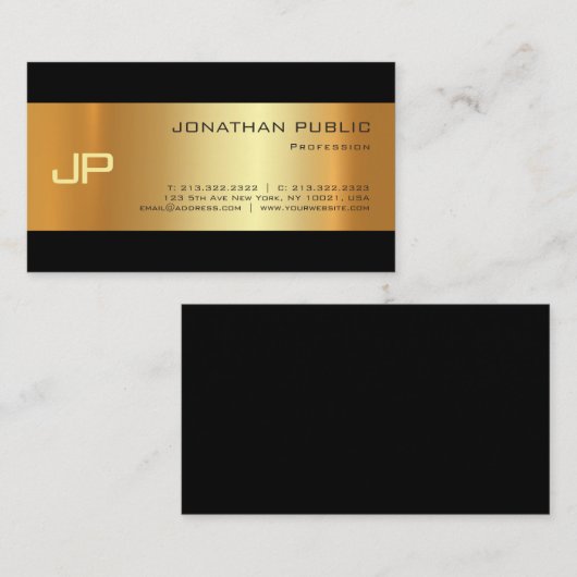 Carte De Visite Style Gold Light Shadow Moderne Art Luxe (Devant / Derrière)