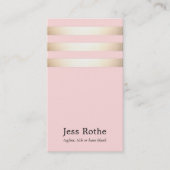 Carte De Visite Style Gold Stripe Blush Rose (Devant)