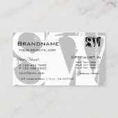 Carte De Visite Style gris blanc et noir avec initiales Moderne (Dos)