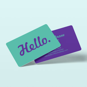 Carte De Visite Style Hello Hi Décontracté Typographie violet tend