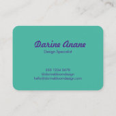 Carte De Visite Style Hello Typographie Script Décontracté violet (Dos)