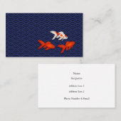 Carte De Visite Style japonais élégant Seigaiha & Goldfish (Devant / Derrière)