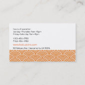 Carte De Visite Style japonais Sake Bar Sushi Restaurant Chef (Dos)