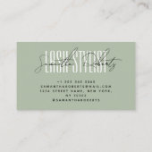 Carte De Visite Style Lash typographie moderne sauge vert (Dos)