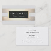 Carte De Visite Style Luxe Gold Striped Beauté et mode (Devant / Derrière)