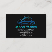 Carte De Visite Style Luxury Lave-auto & détail Bleu Moderne (Dos)