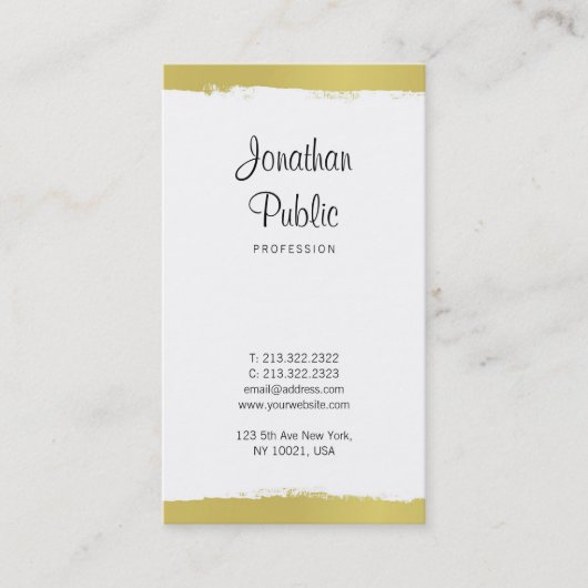 Carte De Visite Style manuscrit tendance Gold Plain Luxe (Devant)