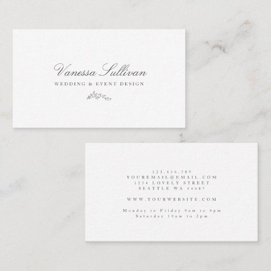 Carte De Visite Style Mariage d'accentuation florale léger (Devant / Derrière)