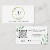Carte De Visite Style mariage Monogram Gold Frame Photographe QR (Devant / Derrière)