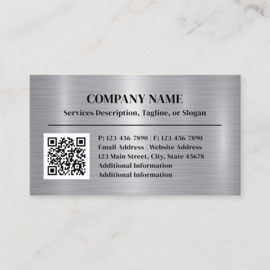 Carte De Visite Style Métal Acier Brossé Aluminium Ajouter QR Code (Devant)