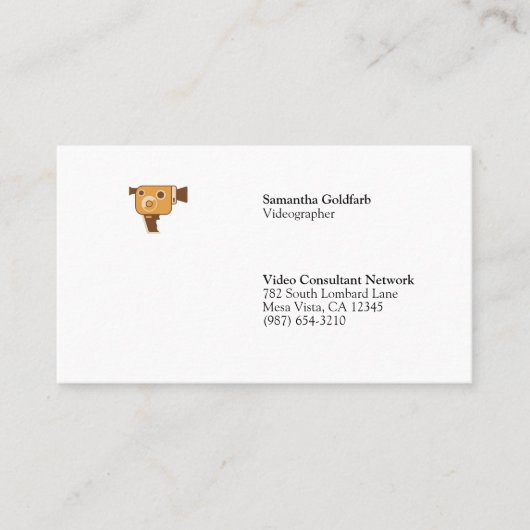 Carte De Visite Style minimal de cinéaste de Videographer (Devant)