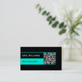Carte De Visite Style minimal futuriste avec code QR (Debout devant)