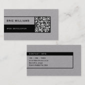 Carte De Visite Style minimal futuriste avec code QR (Devant / Derrière)