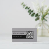 Carte De Visite Style minimal futuriste avec code QR (Debout devant)