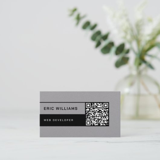 Carte De Visite Style minimal futuriste avec code QR (Debout devant)