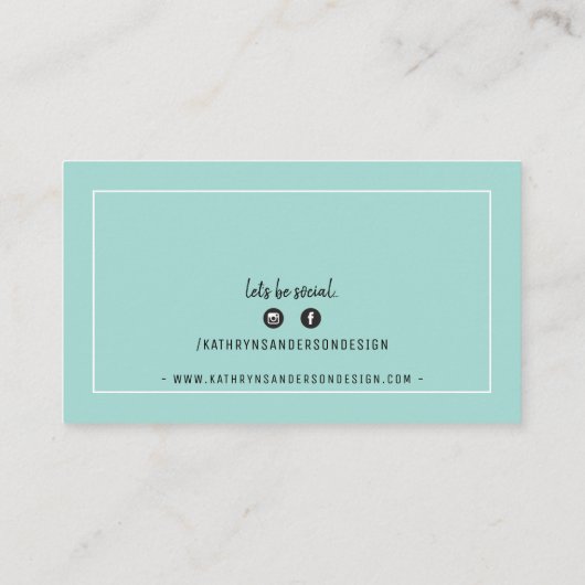 Carte De Visite STYLE MINIMAL simple bordure menthe vert noir (Dos)