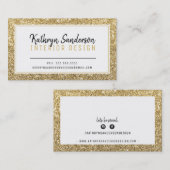 Carte De Visite STYLE MINIMAL simple bordure parties scintillant o (Devant / Derrière)