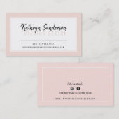 Carte De Visite STYLE MINIMAL simple bordure rose pâle noir (Devant / Derrière)