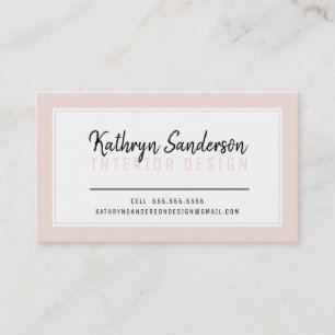 Carte De Visite STYLE MINIMAL simple bordure rose pâle noir