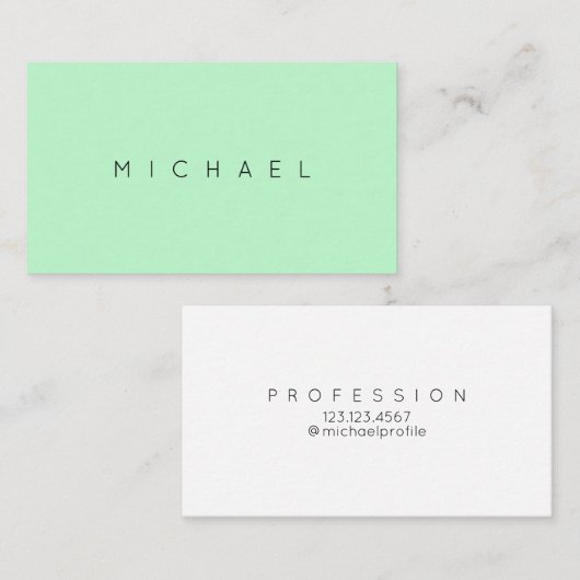 Carte De Visite Style minimal vert clair (Devant / Derrière)