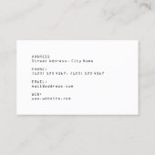Carte De Visite Style minimalisme moderne texte numérique citron j (Dos)