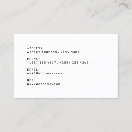 Carte De Visite Style minimalisme moderne texte numérique citron j (Dos)