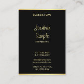 Carte De Visite Style moderne à la main Nom de script Black Gold t (Dos)