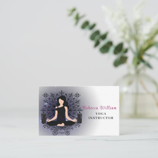 Carte De Visite Style moderne Blue Yoga Instructeur (Debout devant)