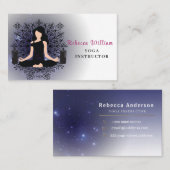 Carte De Visite Style moderne Blue Yoga Instructeur (Devant / Derrière)