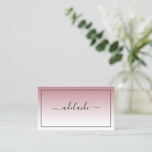 Carte De Visite Style moderne Chush Rose blanc coiffeur script (Debout devant)