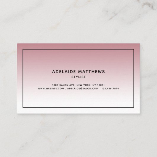 Carte De Visite Style moderne Chush Rose blanc coiffeur script (Dos)