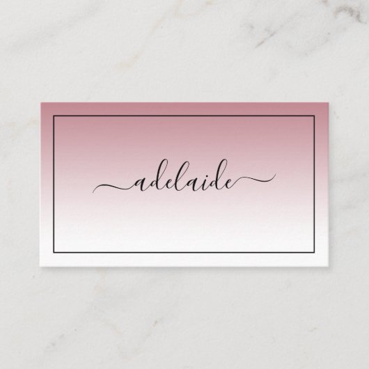 Carte De Visite Style moderne Chush Rose blanc coiffeur script (Devant)